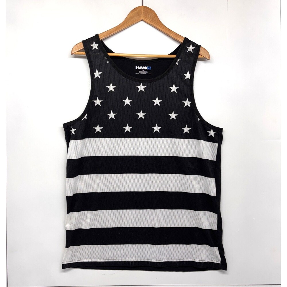 Tony Hawk American Flag Black White Stars Stripes Mesh Front Tank Top Men's XL